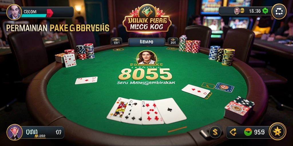 Gameplay Poker seru di aplikasi 8055 dengan banyak pemain.