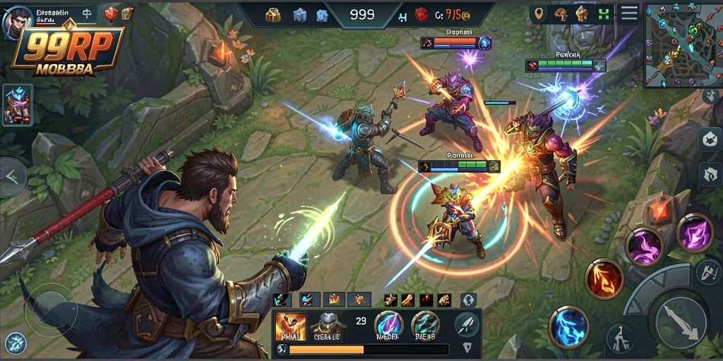 Screenshot gameplay seru dari pertandingan 99RP yang menegangkan.