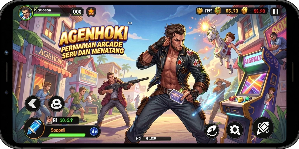 Tampilan Gameplay AGENHOKI yang dinamis dan penuh warna.