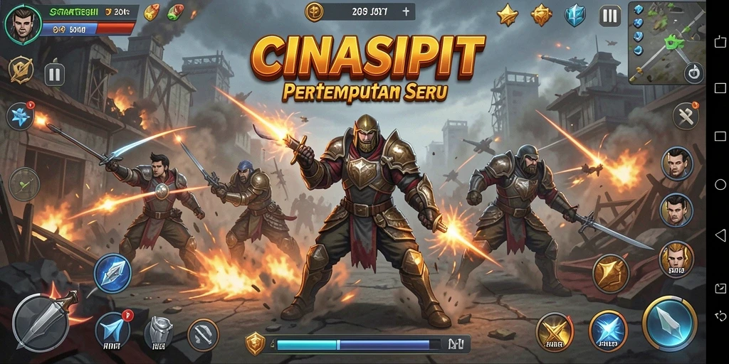 Tampilan gameplay seru di CINASIPIT dengan aksi strategi mendebarkan.