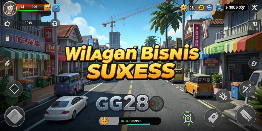Tampilan gameplay <strong>GG288</strong> dengan suasana bisnis yang dinamis.