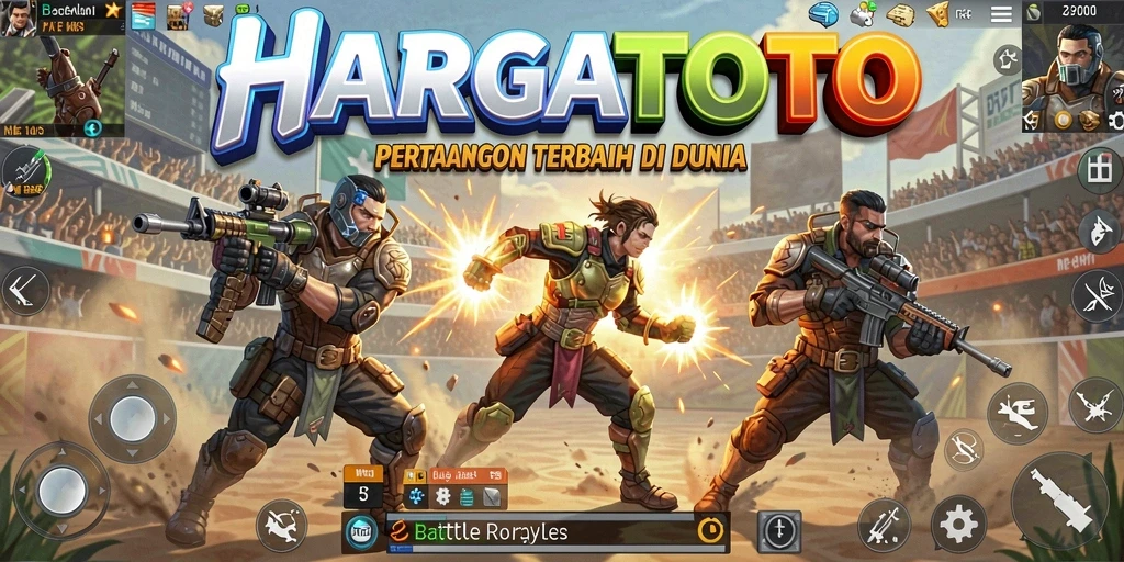 Tampilan seru dari gameplay HARGATOTO dalam pertempuran Battle Royale.