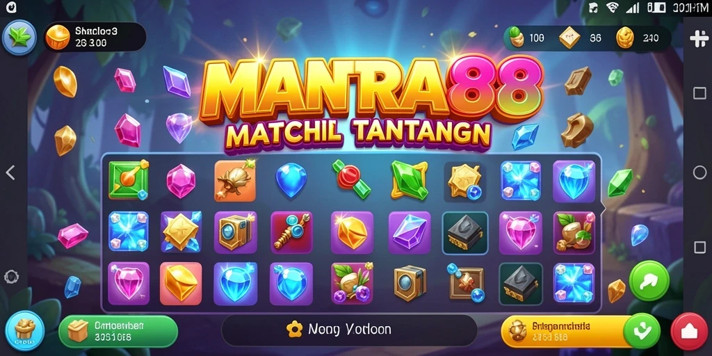 Screenshot gameplay <strong>MANTRA88</strong> menunjukkan keseruan mencocokkan item.
