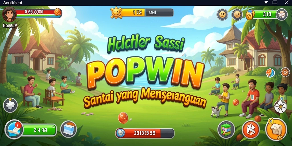 Screenshot menunjukkan gameplay menarik dan penuh warna dari POPWIN.
