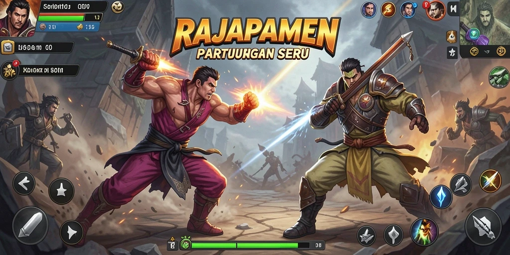 Tampilan menegangkan dari pertarungan di RAJAPAMEN dengan grafis yang memukau.