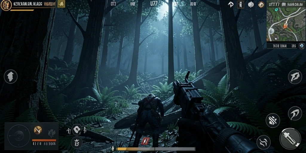 Tangkapan layar gameplay UT77 menampilkan suasana horror yang mencekam dan menakutkan.