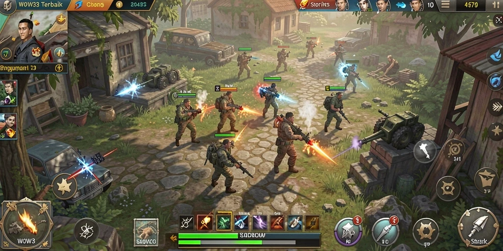 Screenshot gameplay <strong>WOW33</strong> yang menunjukkan strategi pertempuran yang mendebarkan.